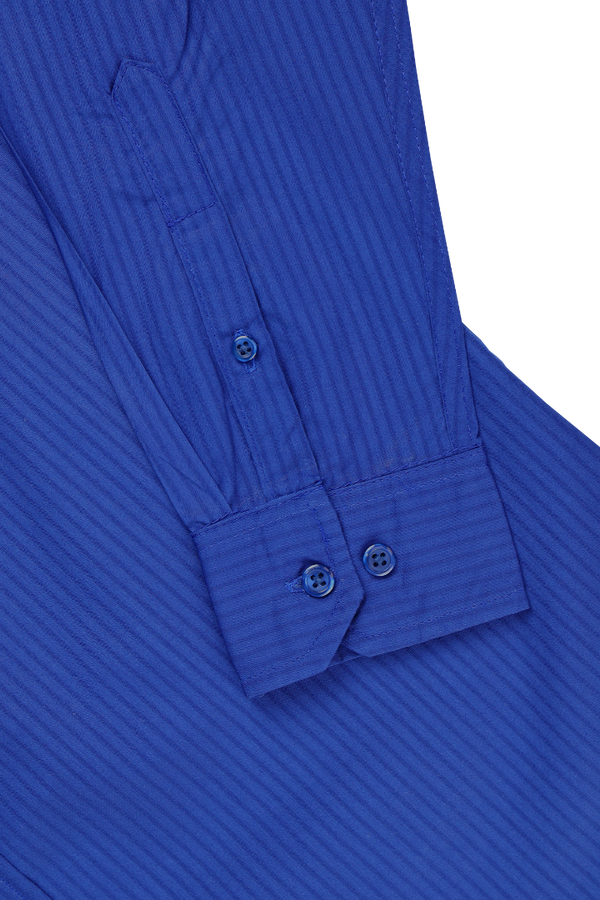 Camisa Manga Larga Color Azul Rey De Rayas Slim Fit Para Hombre